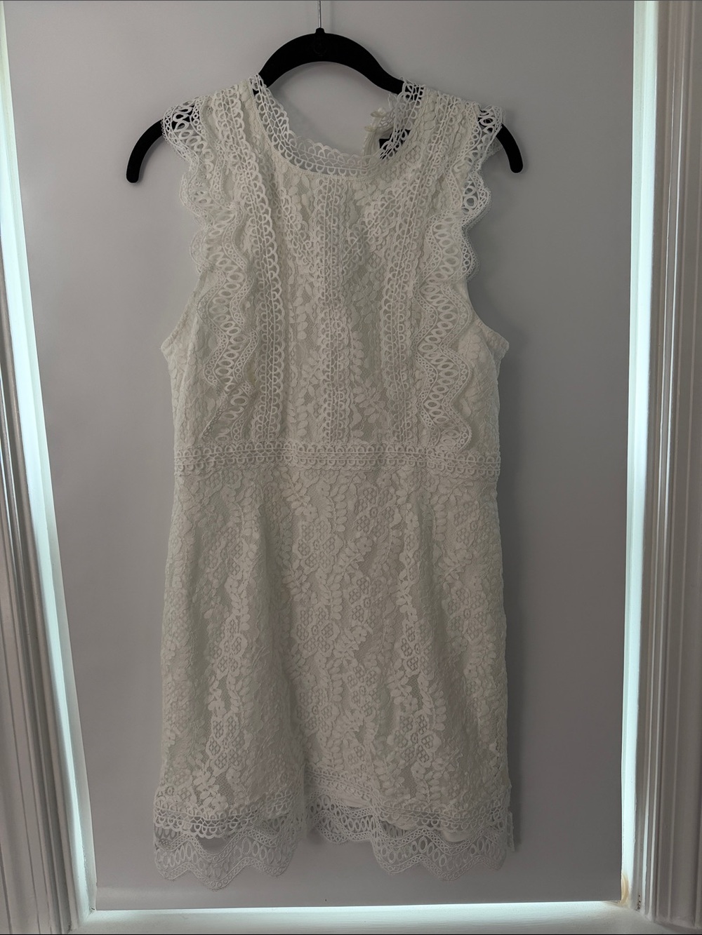Lulu's White Lace Mini Dress with Ruffle Trim